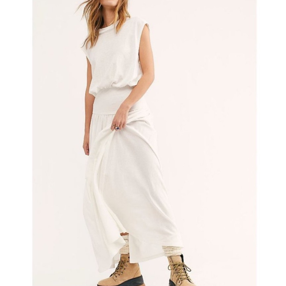 Free People Cream Maxi Dress with Tank Top Silhouette